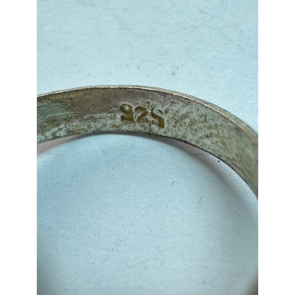 Vintage Estate Sterling Silver 925 Red Cabochon Ring Size 7.5 Beaded Frame - Picture 5 of 8